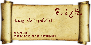Haag Árpád névjegykártya