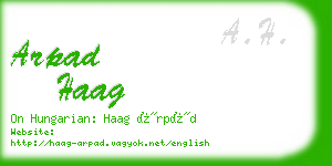 arpad haag business card